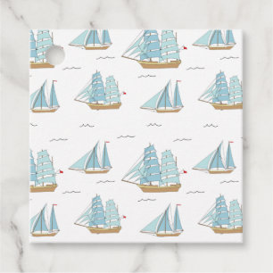 Summer Seatime Cute-jachten met zeilschip Bedankjes Labels