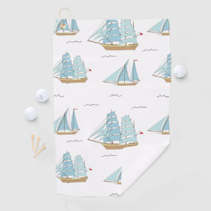 Summer Seatime Cute-jachten met zeilschip Golfhanddoek