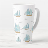 Summer Seatime Cute-jachten met zeilschip Latte Mok (Rechterhoek)