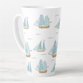 Summer Seatime Cute-jachten met zeilschip Latte Mok (Linkerhoek)