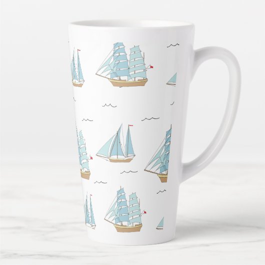 Summer Seatime Cute-jachten met zeilschip Latte Mok (Rechts)
