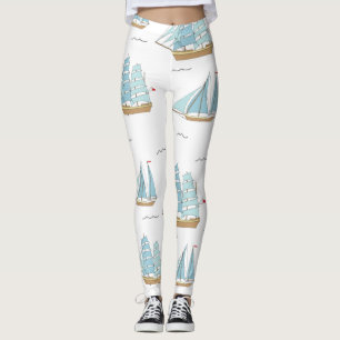 Summer Seatime Cute-jachten met zeilschip Leggings