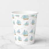 Summer Seatime Cute-jachten met zeilschip Papieren Bekers (Achterkant)