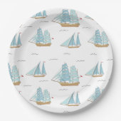 Summer Seatime Cute-jachten met zeilschip Papieren Bordje (Voorkant)