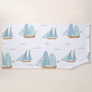 Summer Seatime Cute-jachten met zeilschip Strandlaken