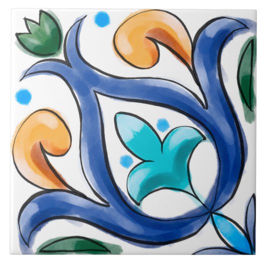 Summer ,Siciliaanse tegels ,majolica Tegeltje (Voorkant)