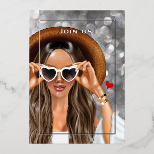 Summer Silver Faux Bokeh Bachelorette Folie Uitnodiging