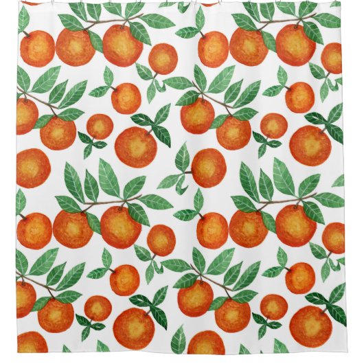 Summer Sinaasappels Citrus Waterverf Fruit Pattern Douchegordijn (Voorkant)