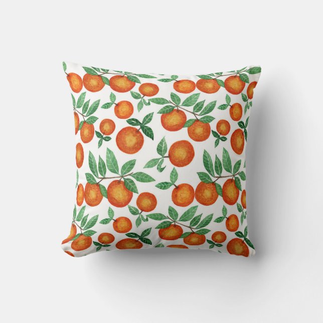 Summer Sinaasappels Citrus Waterverf Fruit Pattern Kussen (Voorkant)