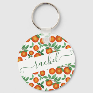 Summer Sinaasappels Citrus Waterverf Fruit Pattern Sleutelhanger