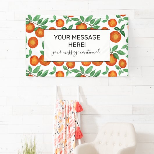 Summer Sinaasappels Citrus Waterverf Fruit Pattern Spandoek (Insitu)