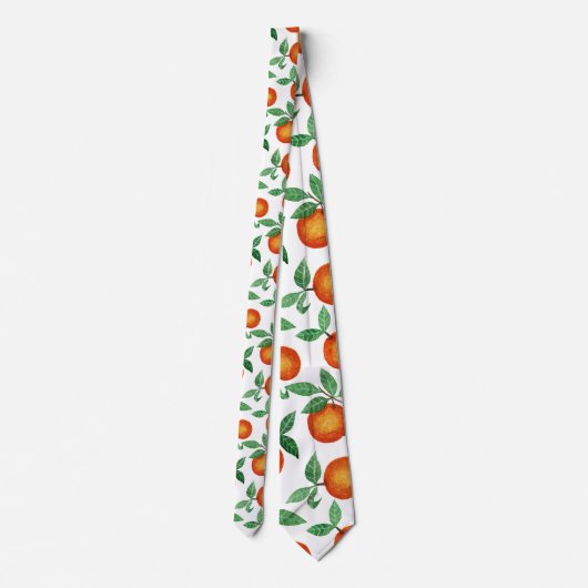 Summer Sinaasappels Citrus Waterverf Fruit Pattern Stropdas (Achterkant)