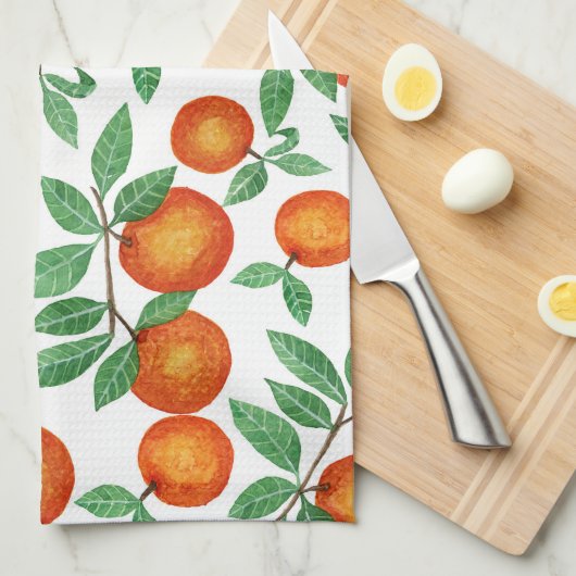 Summer Sinaasappels Citrus Waterverf Fruit Pattern Theedoek (Quarter Fold)