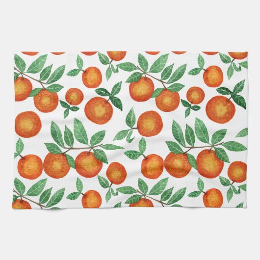 Summer Sinaasappels Citrus Waterverf Fruit Pattern Theedoek (Horizontaal)