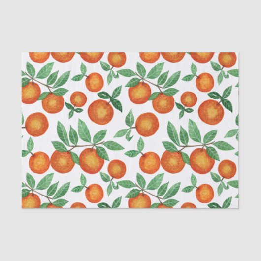 Summer Sinaasappels Citrus Waterverf Fruit Pattern Tissuepapier (Voorkant)
