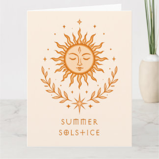 Summer Solstice Celestial Sun Face Botanical Art Kaart