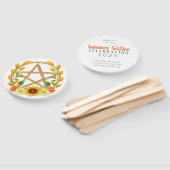 Summer Solstice Gold Pentacle Wiccan Sunflower Handwaaier (Niet-gemonteerd)