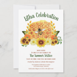 Summer Solstice Sunflower & Honeycomb Litha Party Kaart