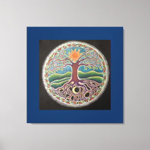 Summer Solstice Tree of Life Mandala Canvas Prin Afdruk