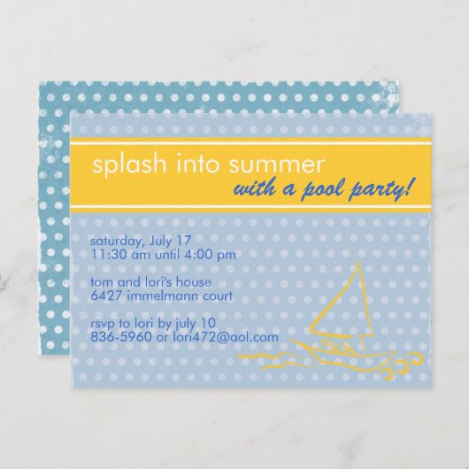 Summer Splash Uitnodiging (Voorkant / Achterkant)