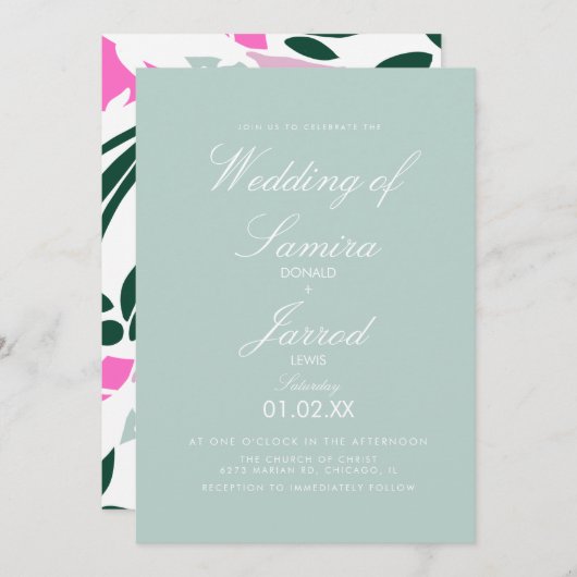 Summer Spring Tropical Monstera Leaf Wedding Kaart (Voorkant / Achterkant)