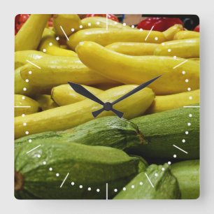 Summer Squash Genummerde Square Wall Clock Vierkante Klok
