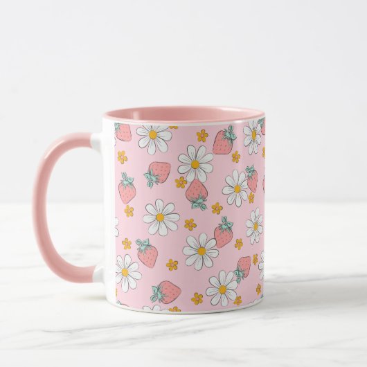 Summer Strawberry Daisy Pattern  Mok (Links)