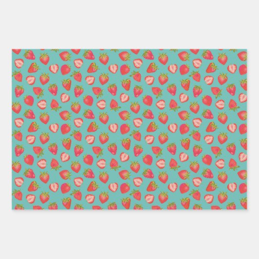 Summer Strawberry Pattern Inpakpapier Vel (Voorkant)