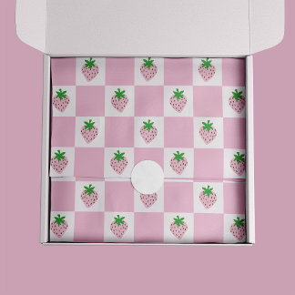 Summer Strawberry Pink Checkerboard Tissuepapier