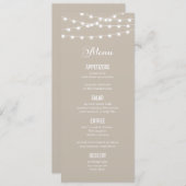 Summer String Lights Wedding Menu Kaart (Voorkant / Achterkant)