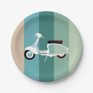 Summer Striped Retro Scooter Party Paper Borden Papieren Bordje