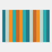 Summer Stripes Patroon Blauwgroen Aqua Sinaasappel Inpakpapier Vel (Voorkant 2)