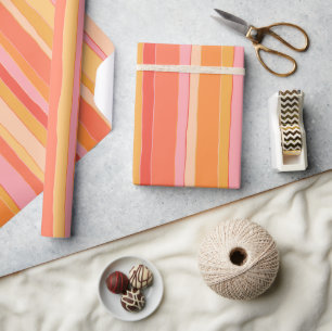 Summer Stripes Pattern Coral Oranje Pink Yellow Cadeaupapier