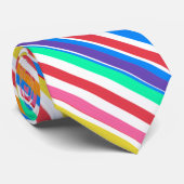 Summer Stripes Rood Blauw Roze Groen Stropdas (Opgerold)