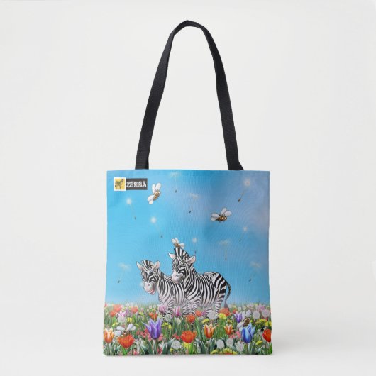 Summer Stroll Cute Zebras Flower Glad Waterverf Draagtas (Voorkant)