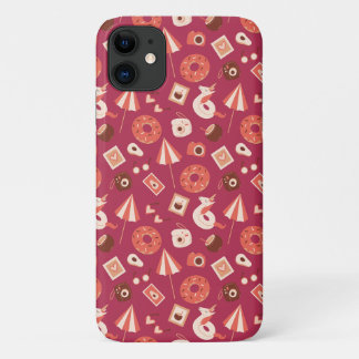 Summer Stuff Maroon Achtergrond iPhone 11 Hoesje