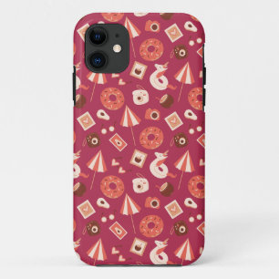 Summer Stuff Maroon Achtergrond iPhone 11 Hoesje
