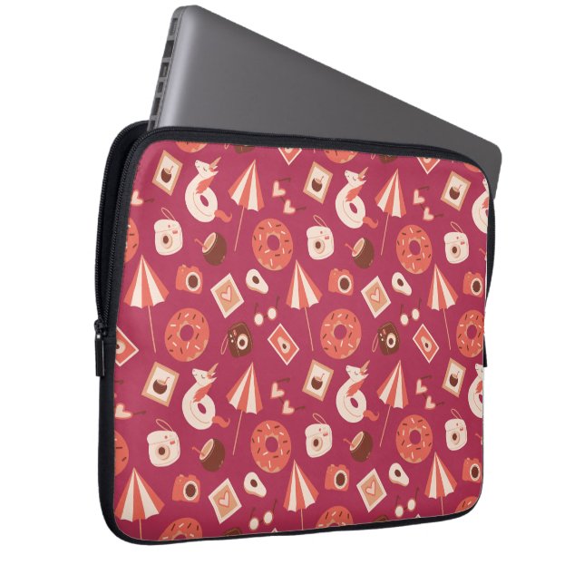 Summer Stuff Maroon Achtergrond Laptop Sleeve (Voorkant Rechts)