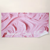 'Summer, Sun & Fun' roze cupcake die zich kanst Strandlaken (Voorkant)