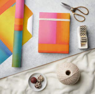 SUMMER, SUN & SEE - Roze, Abstracte blauwe kunst Cadeaupapier