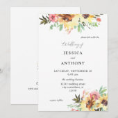 Summer Sunflower Floral Wedding Kaart (Voorkant / Achterkant)