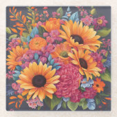 Summer Sunflower magic Glazen Onderzetter (Voorkant)