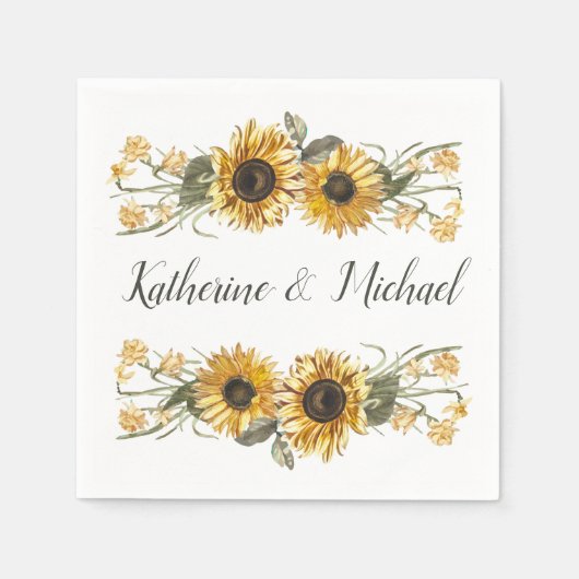 Summer Sunflower Personalized Weddenschap Servet (Voorkant)