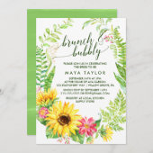 Summer Sunflower Wreath Brunch en Bubble Kaart (Voorkant / Achterkant)