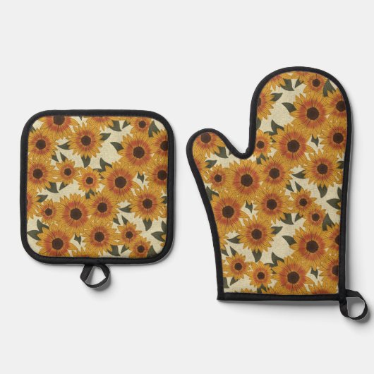 Summer Sunflowers Oven Mitt & Pot Holder Set (Voorkant)