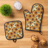 Summer Sunflowers Oven Mitt & Pot Holder Set (Top down)