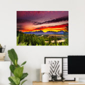 Summer Sunset at Snake River Overlook Poster (Thuiskantoor)