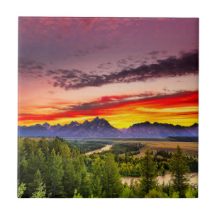 Summer Sunset at Snake River Overlook Tegeltje