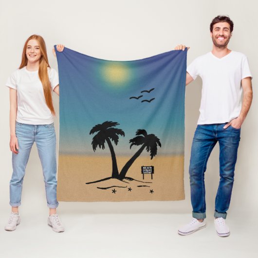 Summer Sunset Beach Sign Fleece Blanket Deken (In situ)