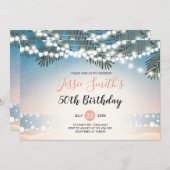 Summer Sunset Birthday Invitation String Lights Kaart (Voorkant / Achterkant)